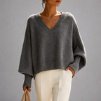 Monica - Women's Oversized V-Neck Poncho Sweater 1