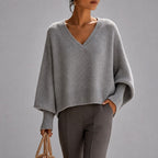 Monica - Women's Oversized V-Neck Poncho Sweater 2
