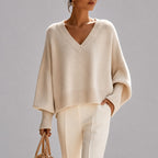 Monica - Women's Oversized V-Neck Poncho Sweater 5