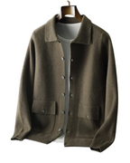Nicholas - Men's Button-Front Merino Cardigan with Ribbed Trim