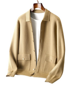 Nicholas - Men's Button-Front Merino Cardigan with Ribbed Trim