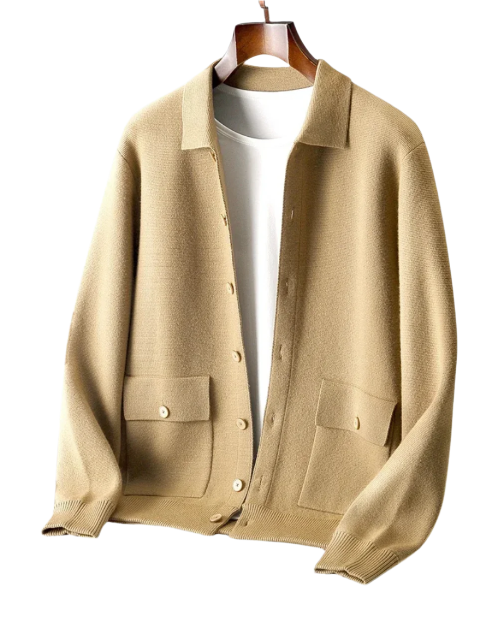 Nicholas - Men's Button-Front Merino Cardigan with Ribbed Trim