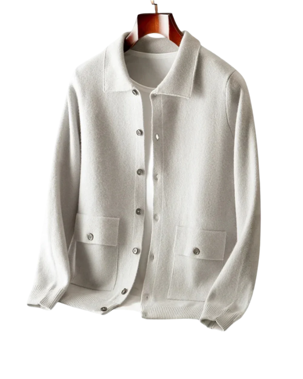 Nicholas - Men's Button-Front Merino Cardigan with Ribbed Trim
