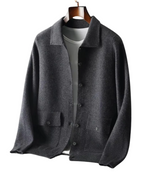 Nicholas - Men's Button-Front Merino Cardigan with Ribbed Trim