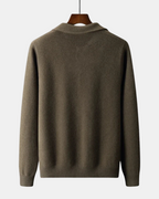 Nicholas - Men's Button-Front Merino Cardigan with Ribbed Trim