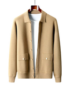 Nicholas - Men's Button-Front Merino Cardigan with Ribbed Trim