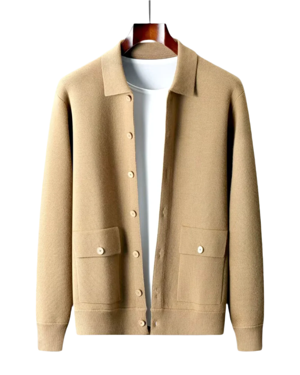 Nicholas - Men's Button-Front Merino Cardigan with Ribbed Trim