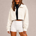 Nicole - Women's Corduroy Cropped Zip-Up Jacket 1