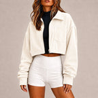 Nicole - Women's Corduroy Cropped Zip-Up Jacket 1