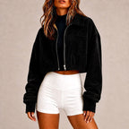 Nicole - Women's Corduroy Cropped Zip-Up Jacket 2