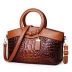 Ophelia - Women's Embossed Crocodile Texture Tote with Dual Handles