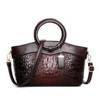 Ophelia - Women's Embossed Crocodile Texture Tote with Dual Handles