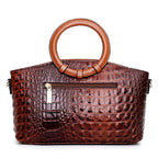 Ophelia - Women's Embossed Crocodile Texture Tote with Dual Handles