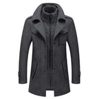 Parker - Men's Notch Lapel Wool Coat with Zip Liner