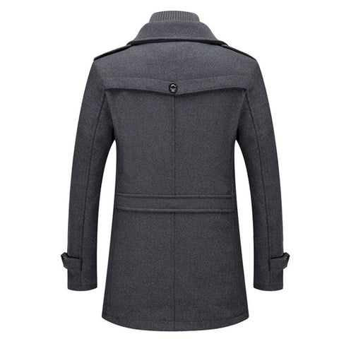 Parker - Men's Notch Lapel Wool Coat with Zip Liner