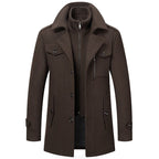 Parker - Men's Notch Lapel Wool Coat with Zip Liner