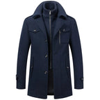 Parker - Men's Notch Lapel Wool Coat with Zip Liner