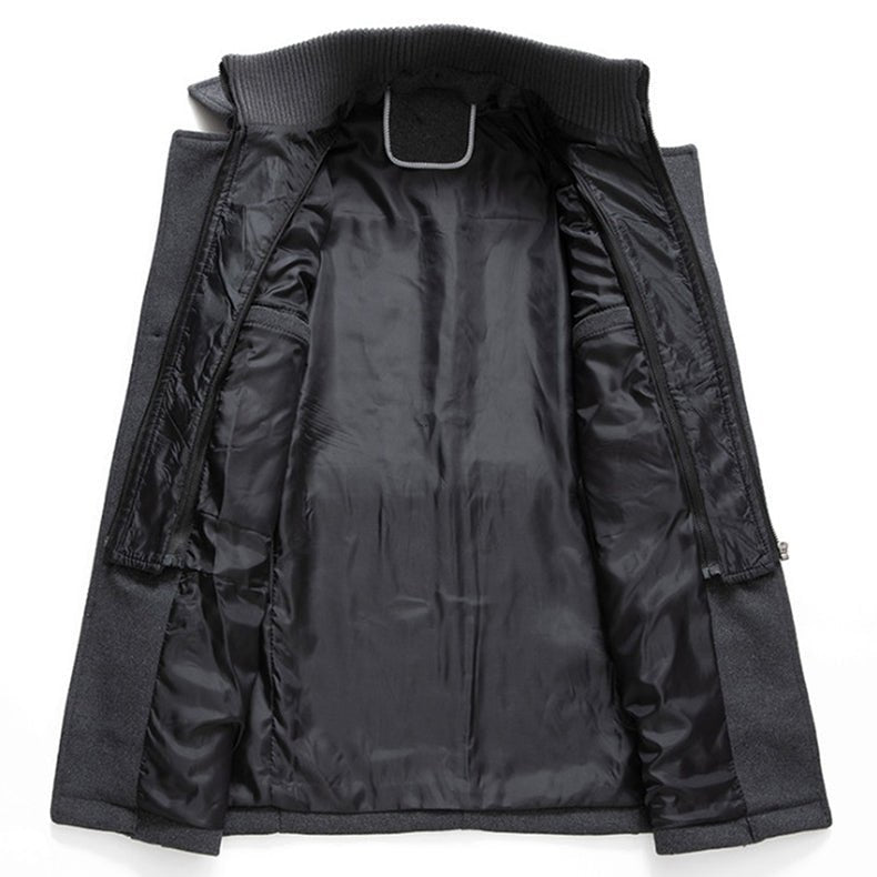 Parker - Men's Notch Lapel Wool Coat with Zip Liner