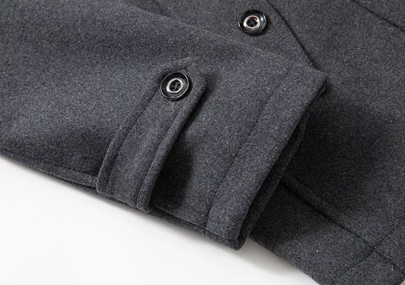 Parker - Men's Notch Lapel Wool Coat with Zip Liner