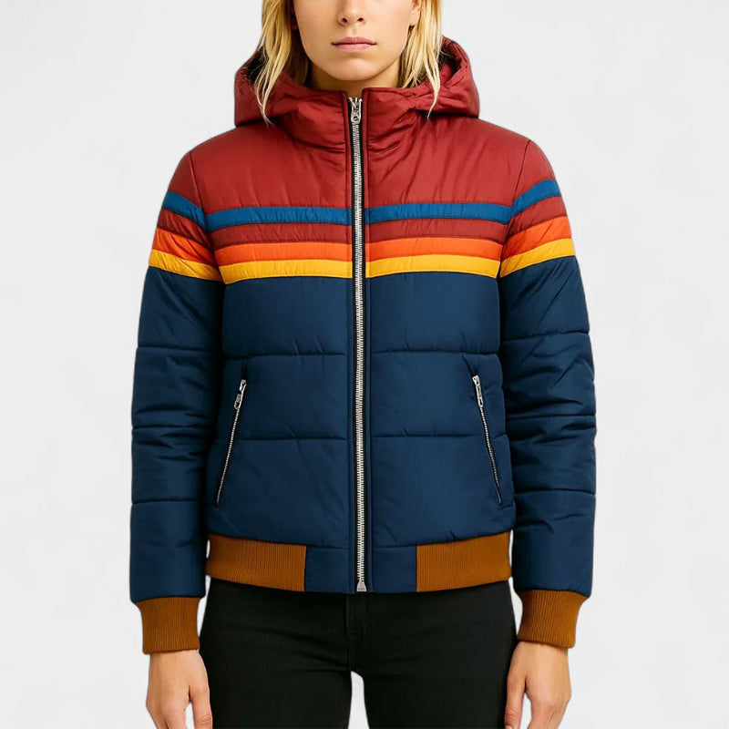 Penelope - Women's Striped Quilted Puffer Jacket