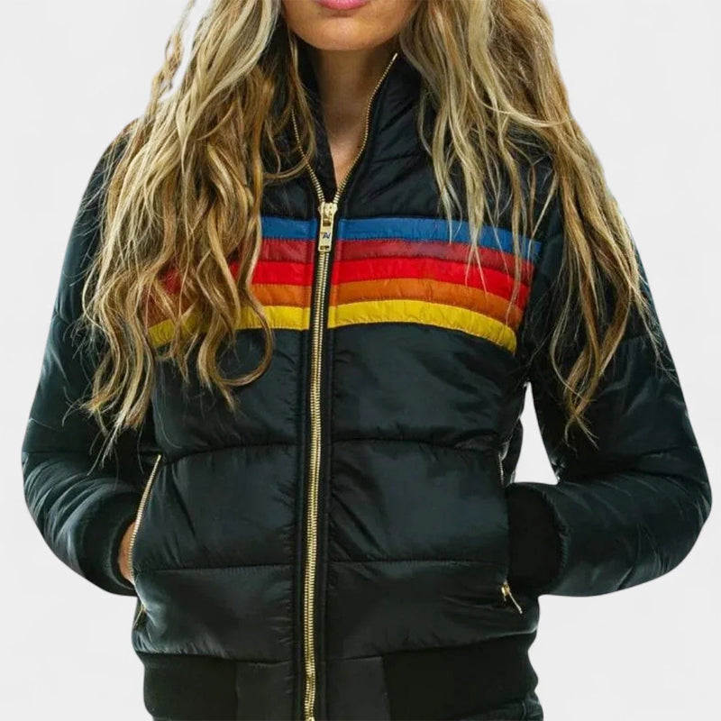 Penelope - Women's Striped Quilted Puffer Jacket