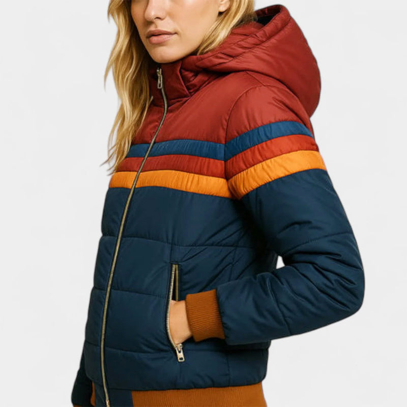 Penelope - Women's Striped Quilted Puffer Jacket