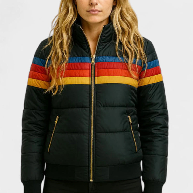 Penelope - Women's Striped Quilted Puffer Jacket
