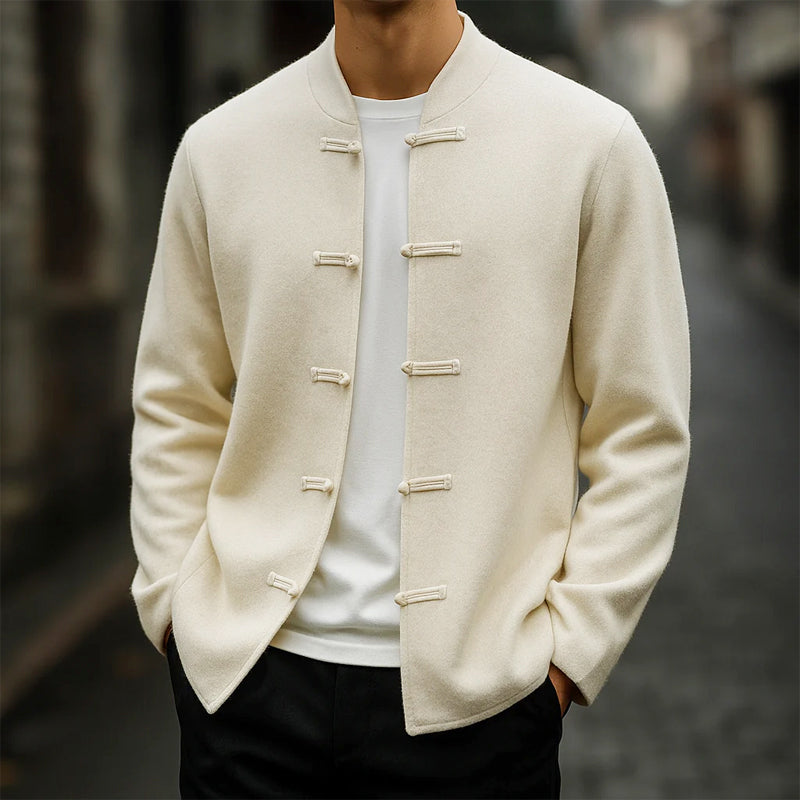 Peter - Men's Cashmere Mandarin Collar Cardigan with Toggle Closures