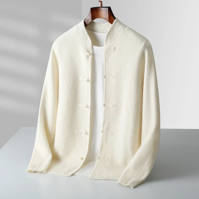 Peter - Men's Cashmere Mandarin Collar Cardigan with Toggle Closures