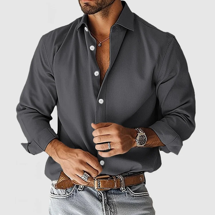 Pierce - Men's Button-Front Cotton Dress Shirt