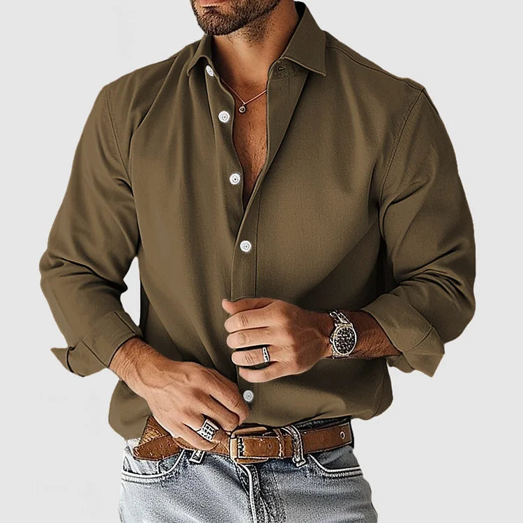 Pierce - Men's Button-Front Cotton Dress Shirt