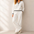 Rachel - Women's Striped V-Neck Wide Leg Matching Set 1
