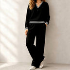 Rachel - Women's Striped V-Neck Wide Leg Matching Set 2