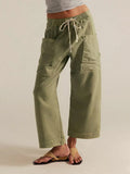 Remi - Women's Drawstring Cargo Pants with Oversized Patch Pockets