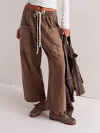 Remi - Women's Drawstring Cargo Pants with Oversized Patch Pockets