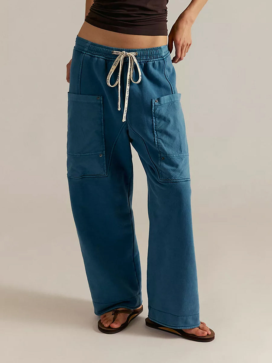 Remi - Women's Drawstring Cargo Pants with Oversized Patch Pockets