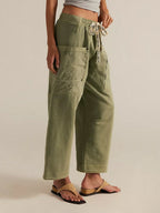 Remi - Women's Drawstring Cargo Pants with Oversized Patch Pockets