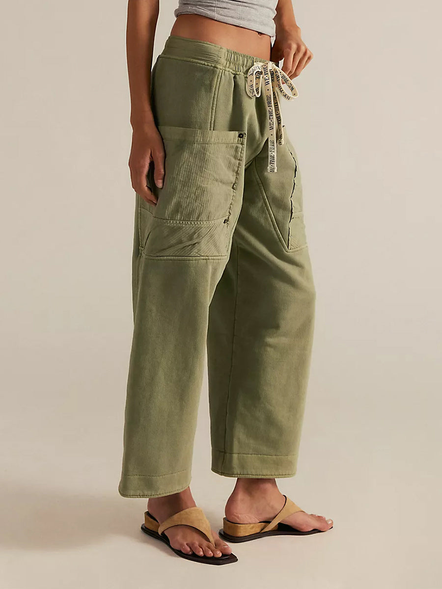 Remi - Women's Drawstring Cargo Pants with Oversized Patch Pockets