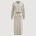 Rhian - Women's Button-Front Knit Blazer and Skirt Set