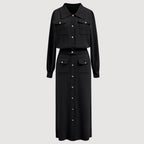 Rhian - Women's Button-Front Knit Blazer and Skirt Set