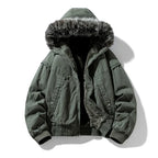 River - Men's Fleece-Lined Cargo Jacket with Faux Fur Hood