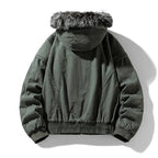 River - Men's Fleece-Lined Cargo Jacket with Faux Fur Hood