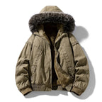 River - Men's Fleece-Lined Cargo Jacket with Faux Fur Hood