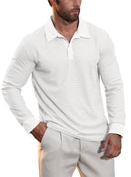 Robert - Men's Waffle Knit Long-Sleeve Polo Fall Shirt 1