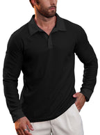 Robert - Men's Waffle Knit Long-Sleeve Polo Fall Shirt 2