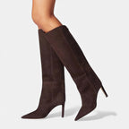 Roxane - Women's Suede-Look Knee-High Boots with Stiletto Heel