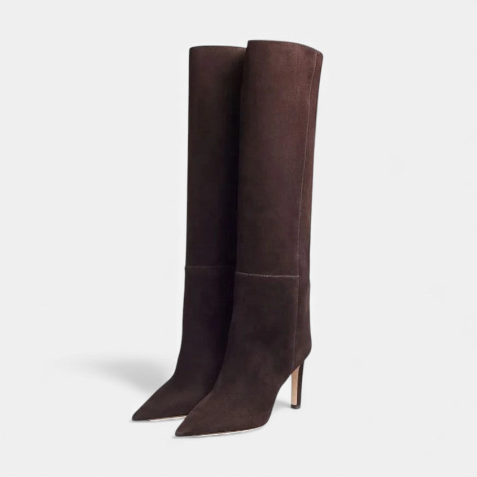 Roxane - Women's Suede-Look Knee-High Boots with Stiletto Heel