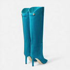 Roxane - Women's Suede-Look Knee-High Boots with Stiletto Heel