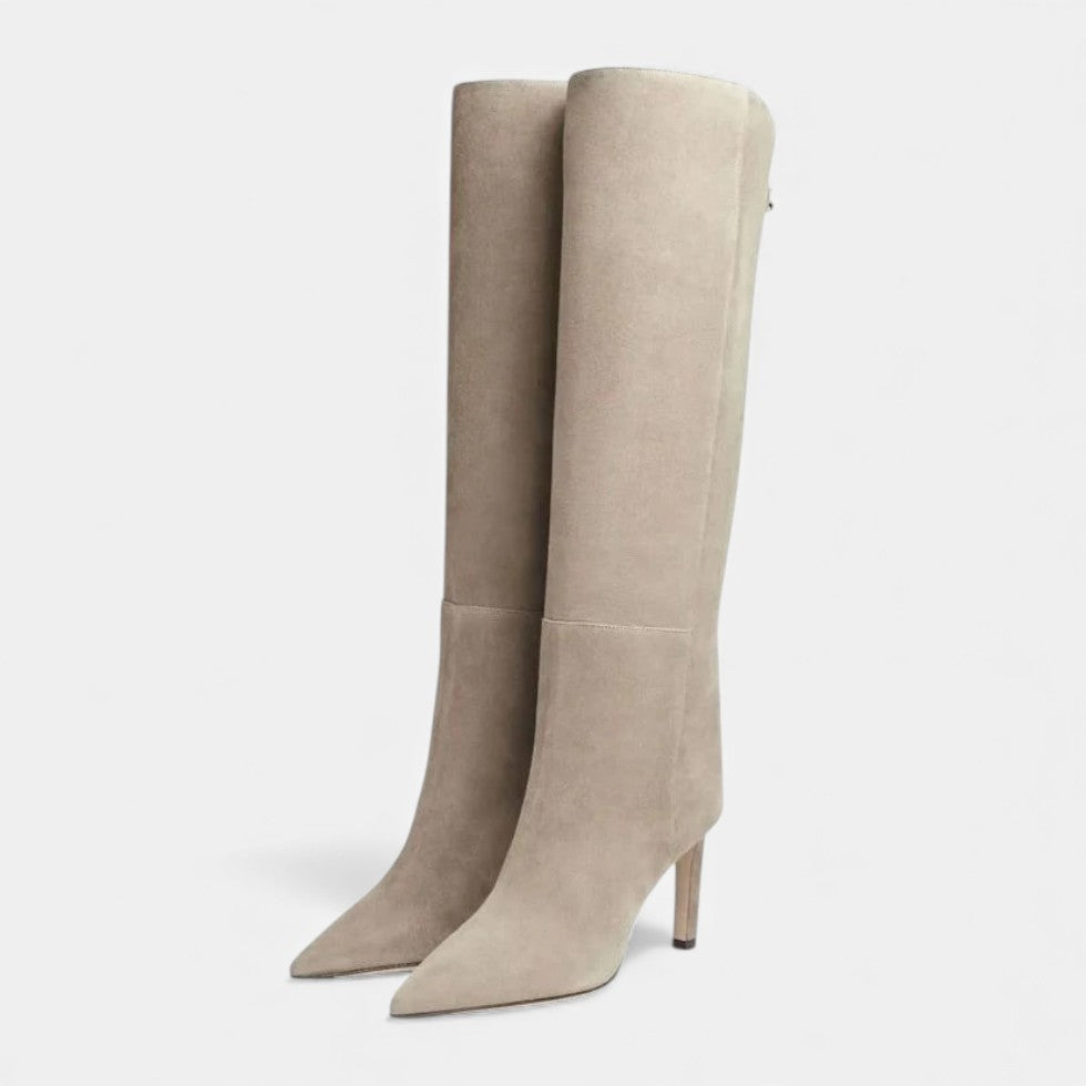 Roxane - Women's Suede-Look Knee-High Boots with Stiletto Heel