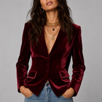 Salie - Women's Velvet Button-Front Blazer